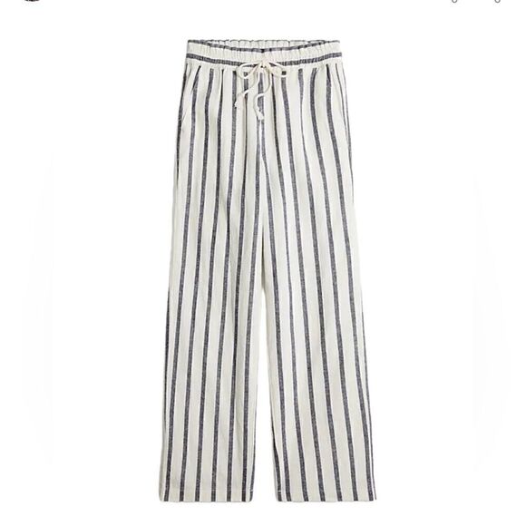 J.Crew Linen Blend Striped Drawstring Waist Wide Leg Cropped Pant | SZ S - Picture 14 of 14